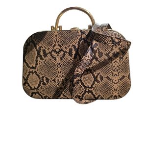 #90 Snake Print Travel Bag with Gold Accents